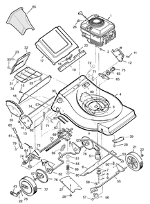 Mower Housing Assembly Diagram and Parts List for 21765C 1996 Briggs and Stratton Lawn Mower